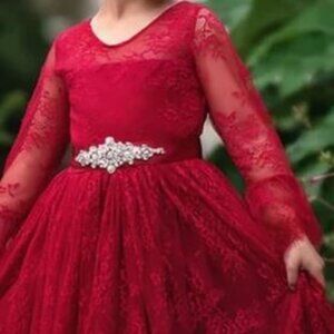 DRESS FORMAL AINSLEY DRESS & BELT SET CRIMSON!